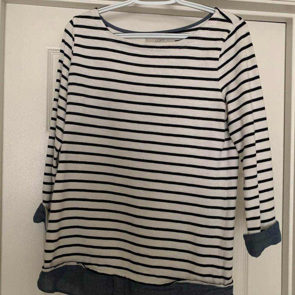Black/White Striped Blouse w/ Denim
